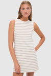 Natural and Midnight Margo Stripe Sleeveless Mini Dress