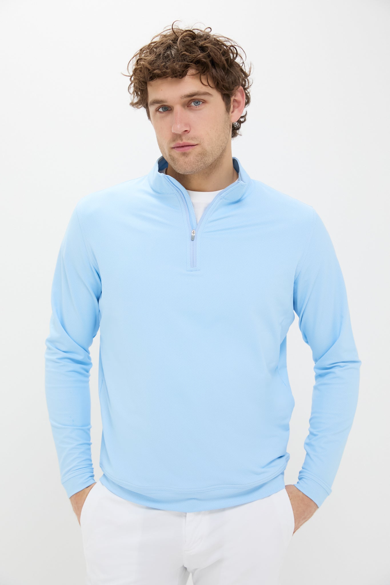 Pale Blue Perth Birdseye Performance Quarter-Zip