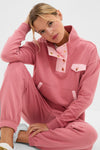 Dusty Rose Snap Neck Bailey Pullover