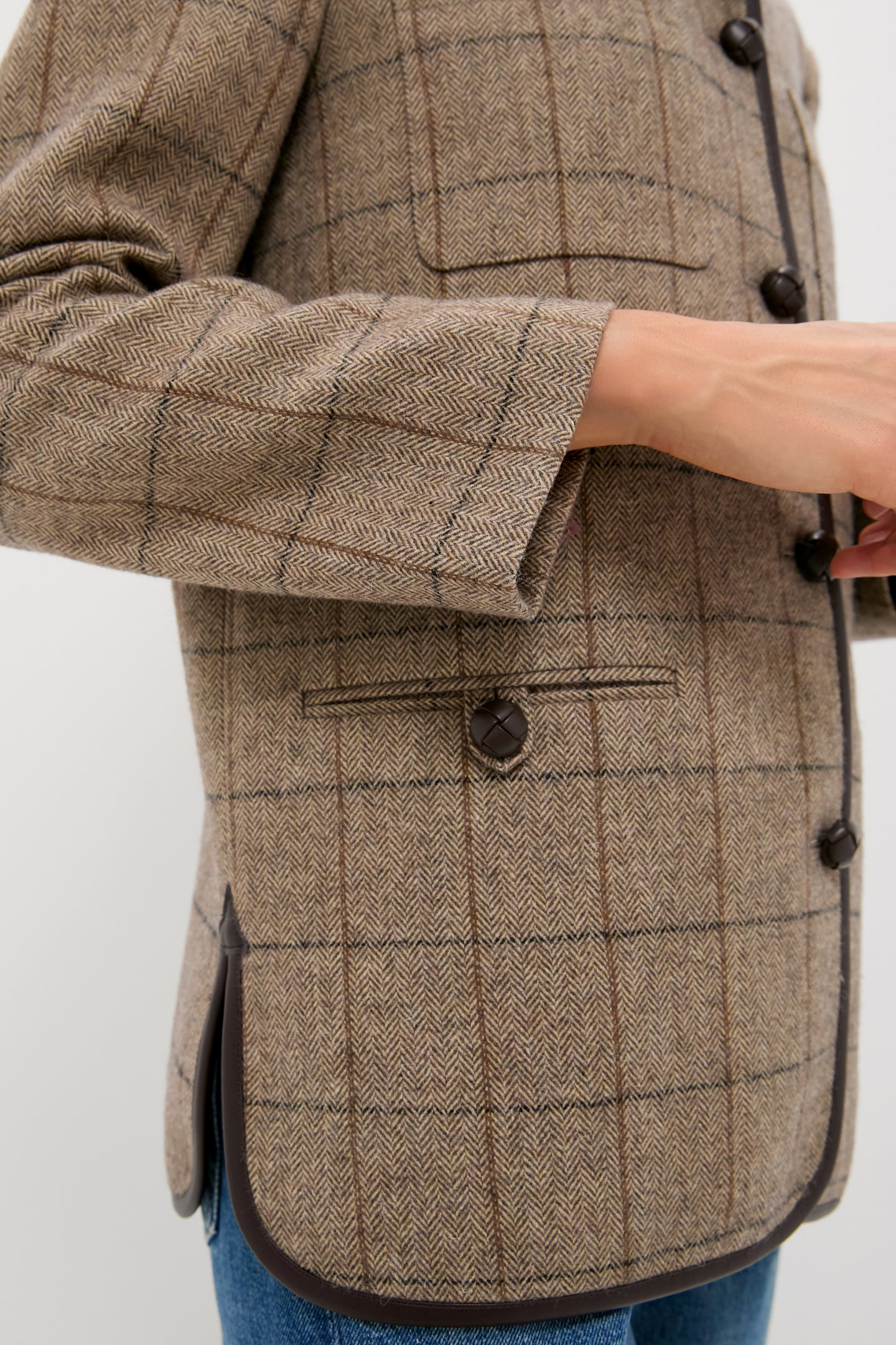 Brown Check Plaid Wool Dalton Jacket