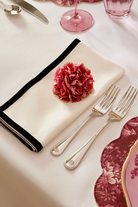 Black Velvet Trim Napkins Set of 4