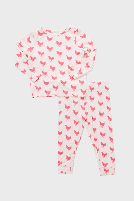Pink Chickens Kids Bamboo Pj Set