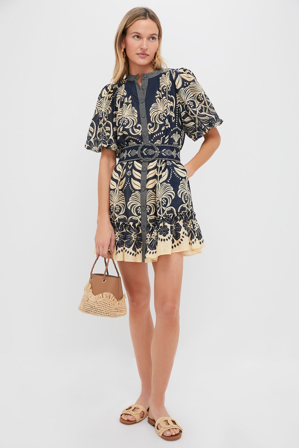 green ainika flowers short sleeve mini dress Someday Mini Dress main image 0