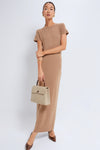 Tan Cashmere T-Shirt Maxi Dress