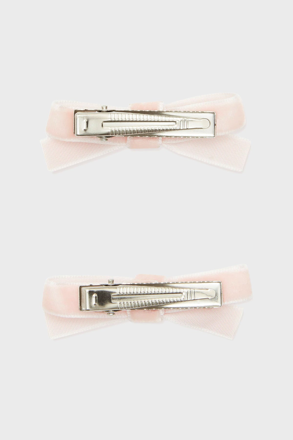 Pink Small Velvet Bow Clips Set of 2