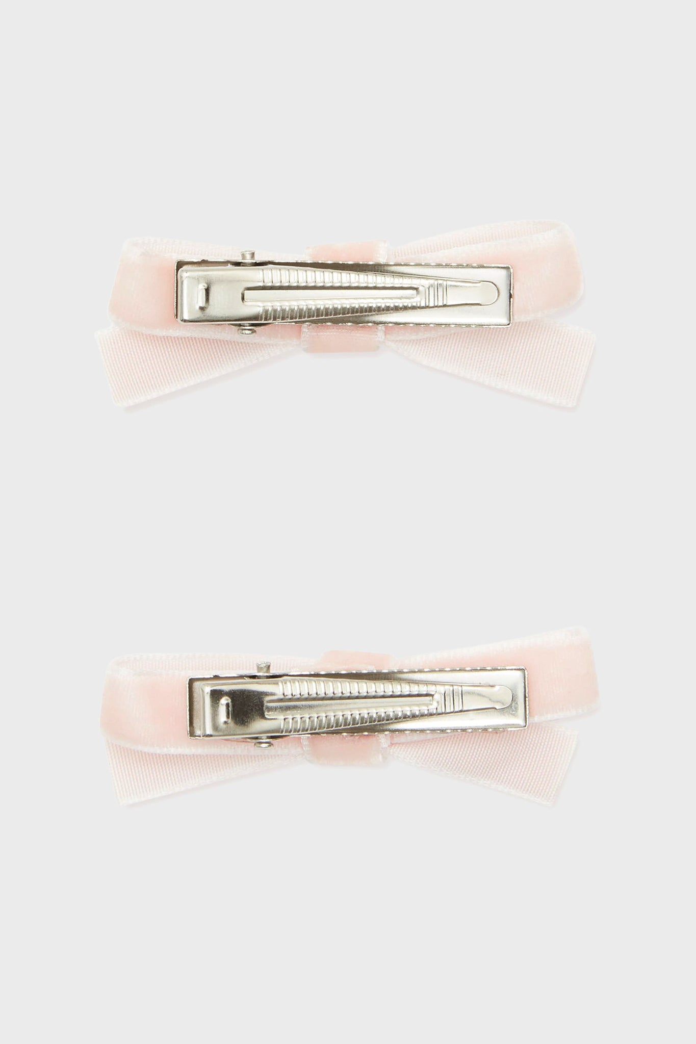 Pink Small Velvet Bow Clips Set of 2