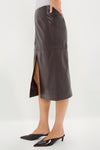 Bordeaux Leather Felindra Midi Skirt