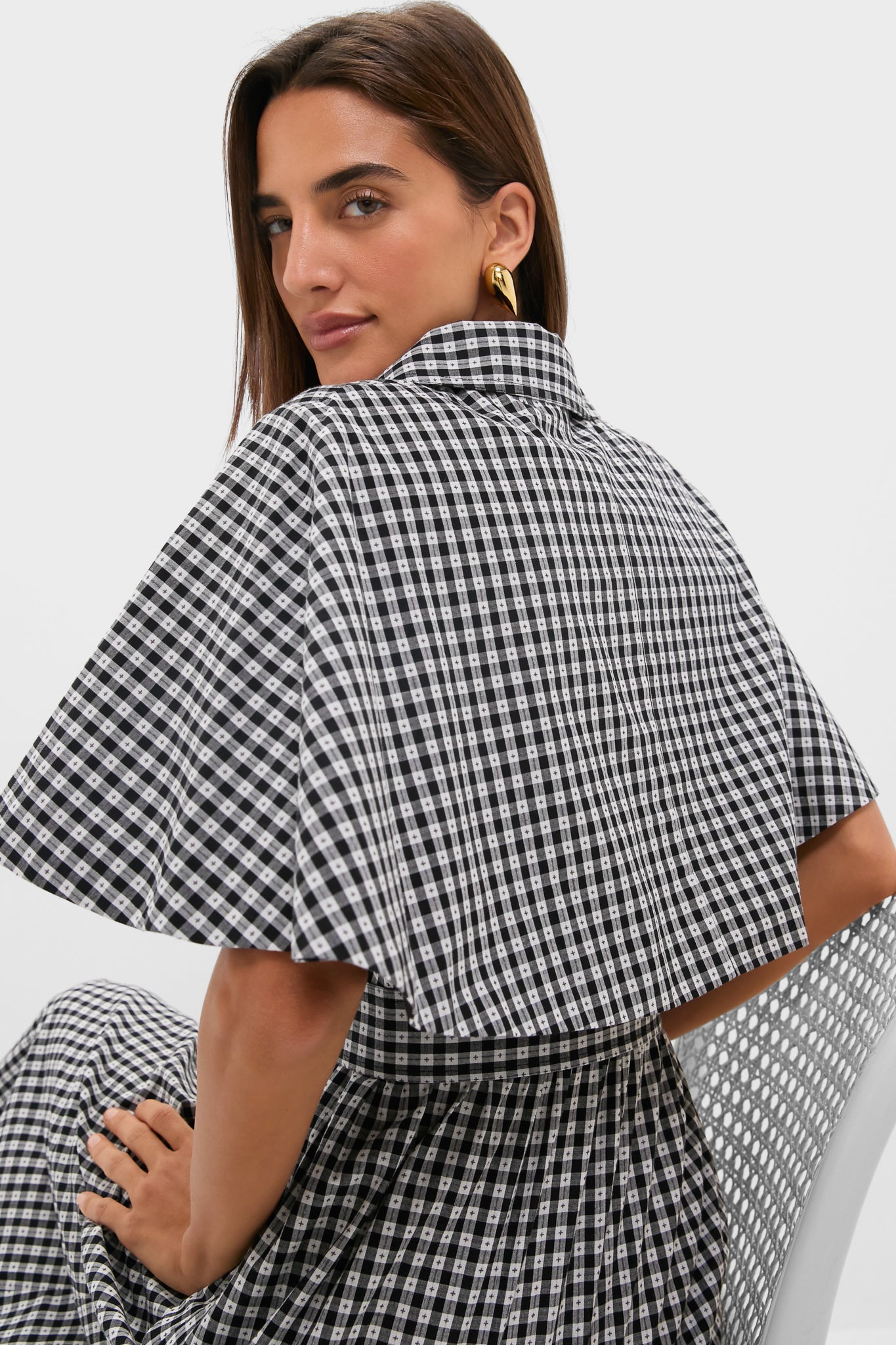 Black Gingham Cape Chloe Dress