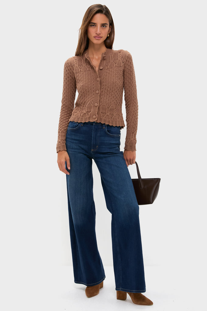 Mocha Pointelle Capucine Cardigan