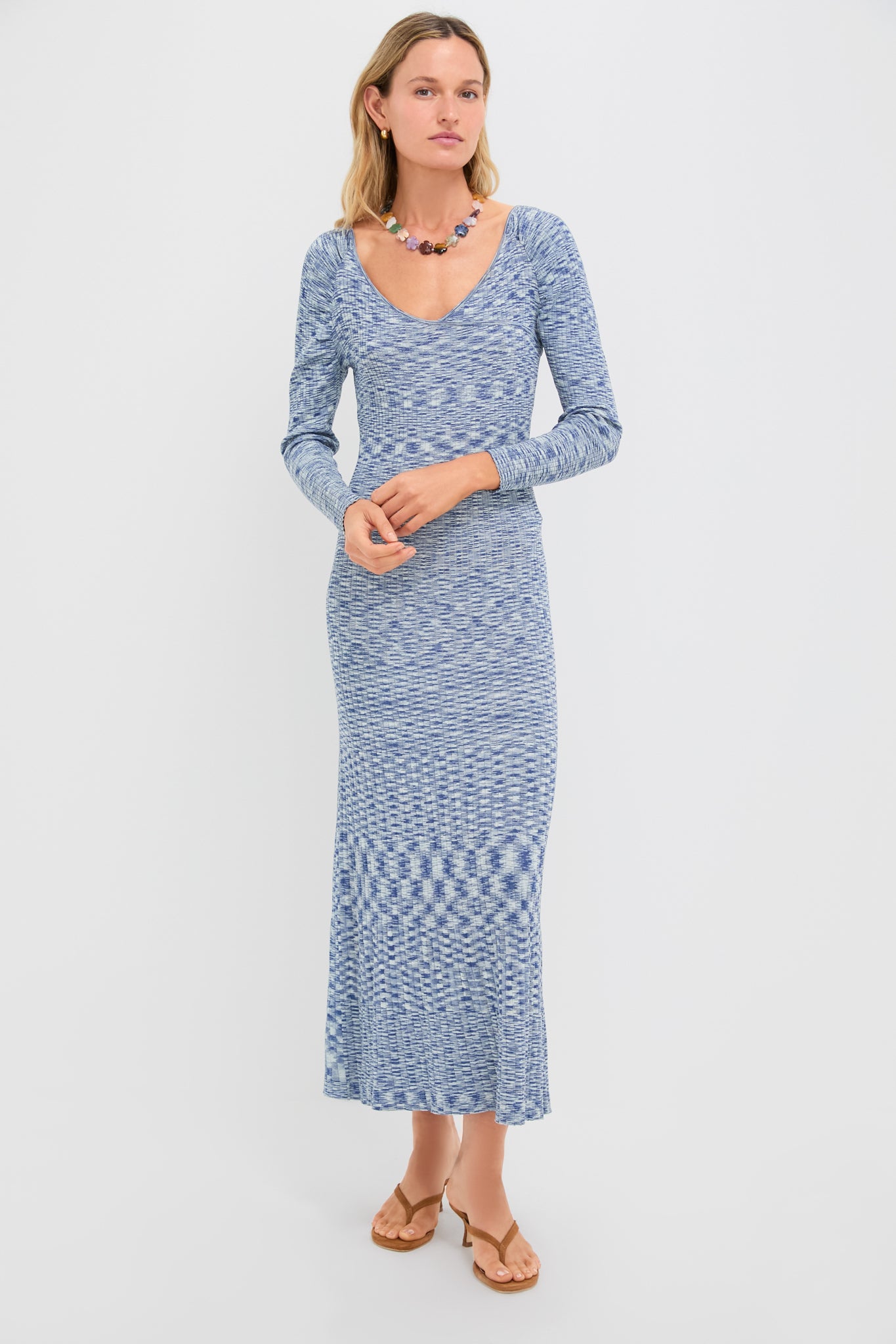 Navy Harper Off Shoulder Knit Sweater Midi Dress