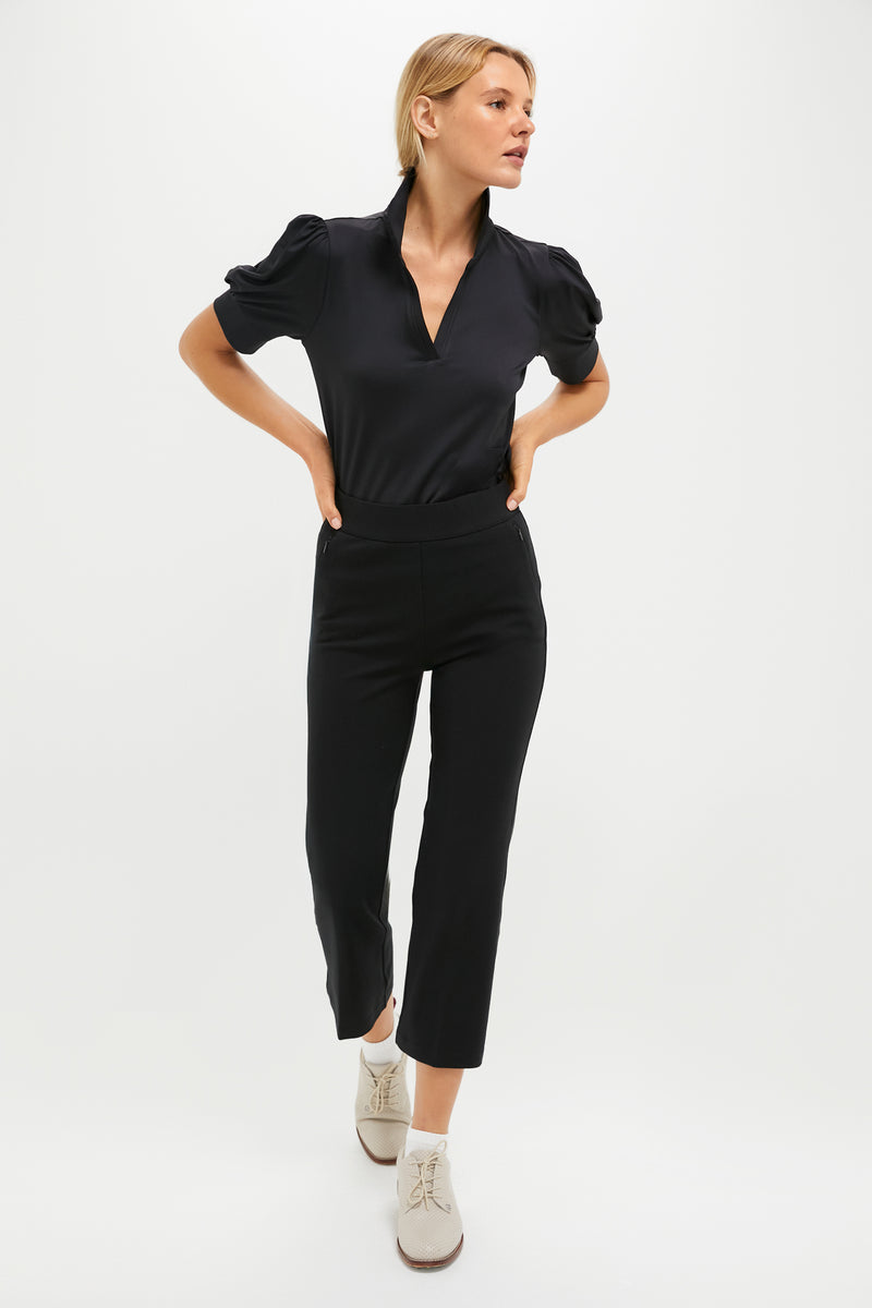 Black Puff Sleeve Performance Jersey Caroline Polo