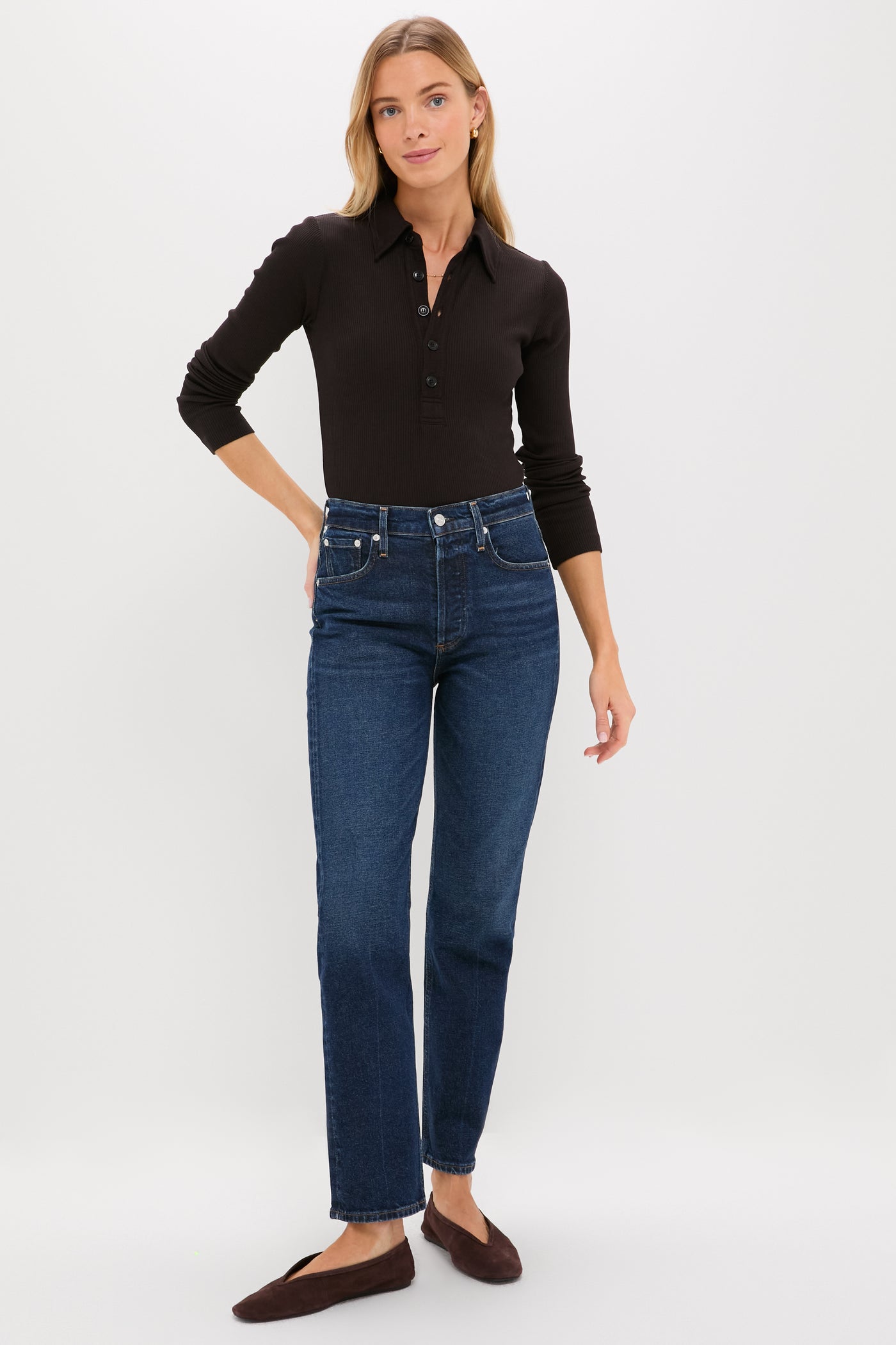 Chocolate Long Sleeve 60's Polo
