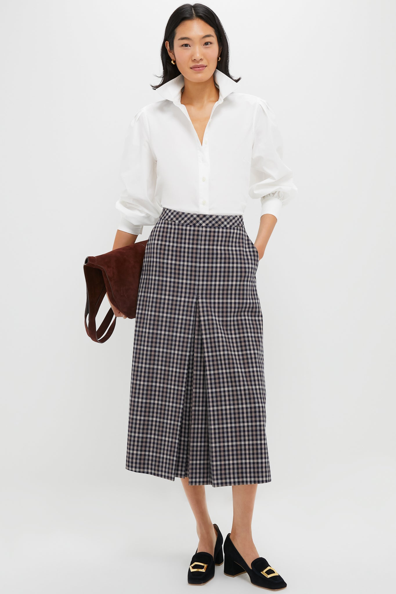 Midnight Suede with Gold Cubic Pebble Nola Heels