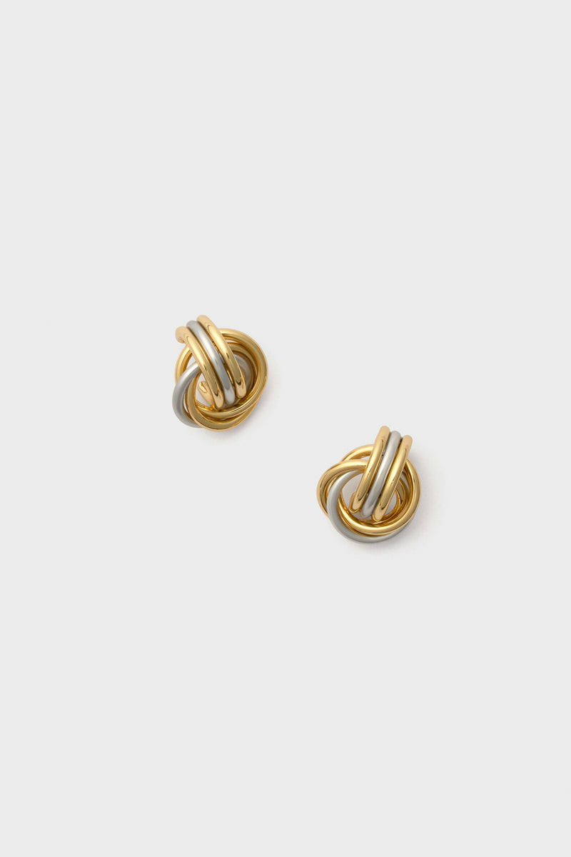 Shiny Gold and Semi Dark Silver Lush Link Earrings