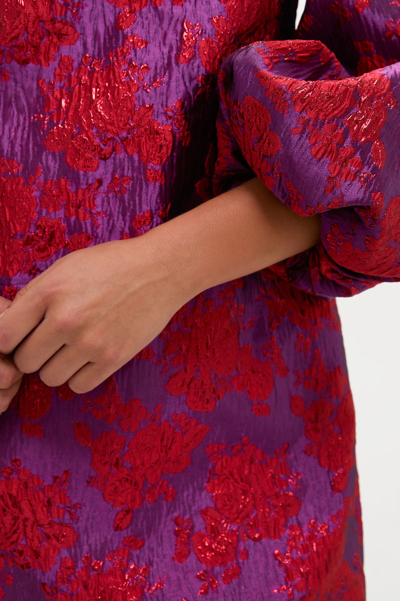 Red & Purple Jacquard Janie Mini Dress