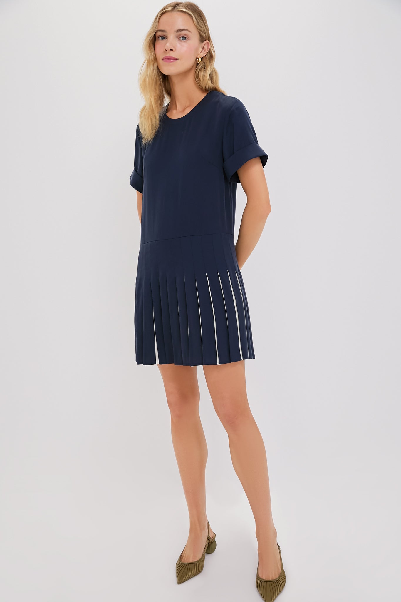 Navy Pleated Liza Dress | Tuckernuck Navy Pleated Liza Dress | Tuckernuck