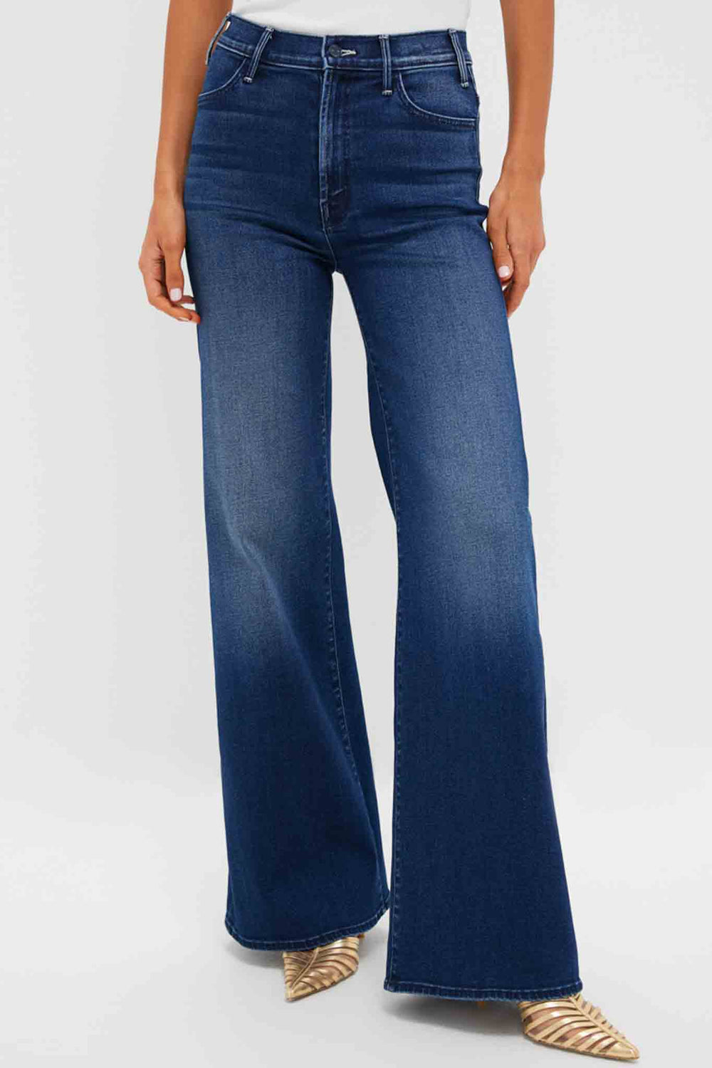 MOTHER The Hustler Roller Sneak Homecoming High Jeans in Blue