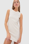 Natural and Midnight Margo Stripe Sleeveless Mini Dress