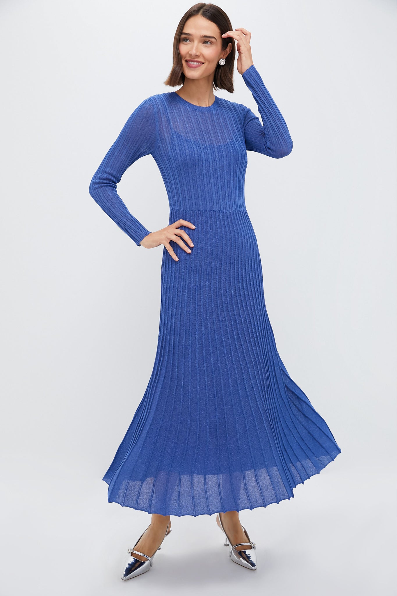 Hyacinth House Cobalt Shimmer Knit Cammie Maxi Dress