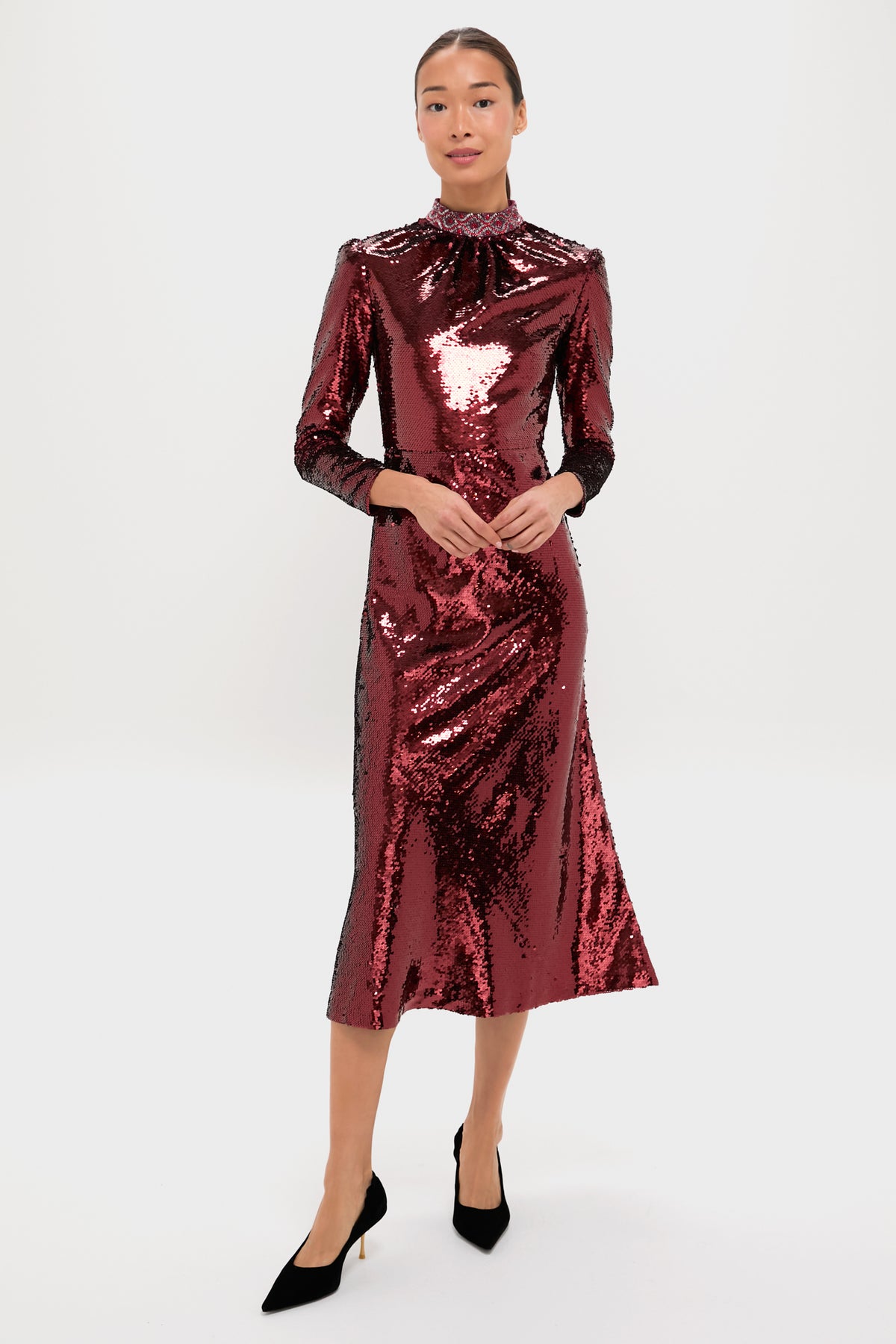 garnet maxi dress Saloni Deep Garnet Sequin Jena Maxi Dress Deep Garnet / 8