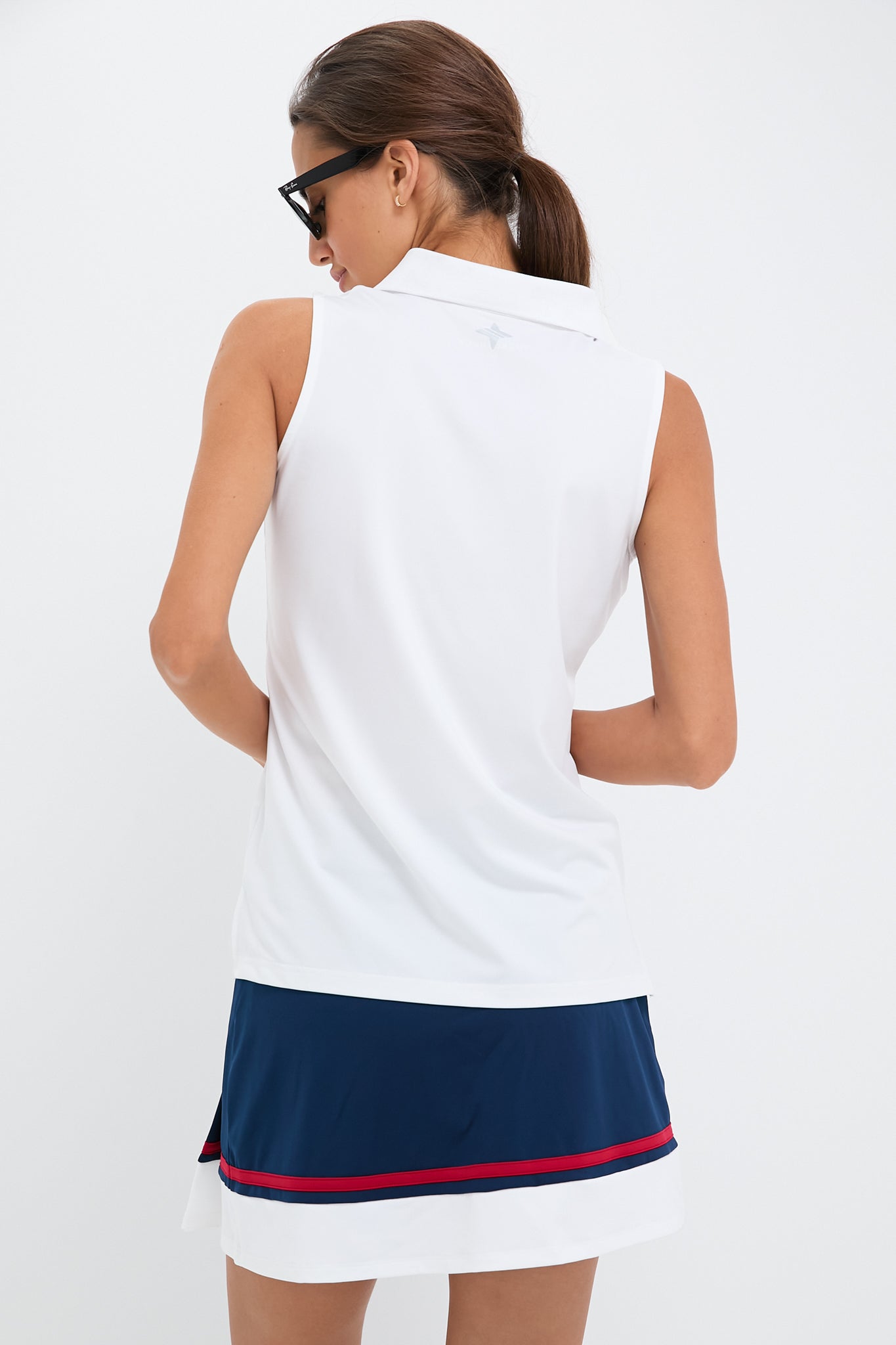 White Sleeveless Performance Jersey Caroline Polo
