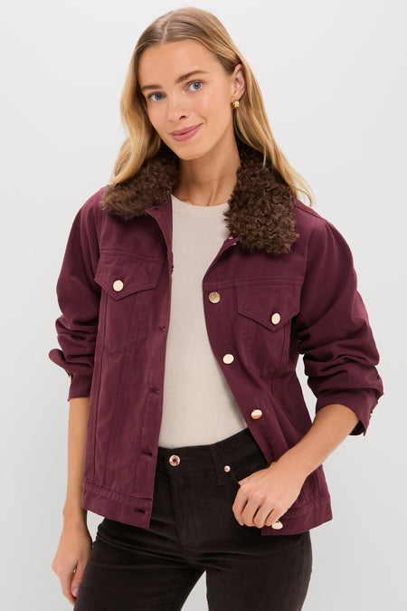 Maroon Denim Removable Collar Rocco Jacket