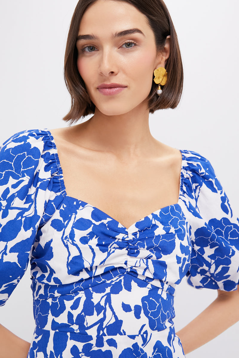 Blue Floral Seaport Midi Dress