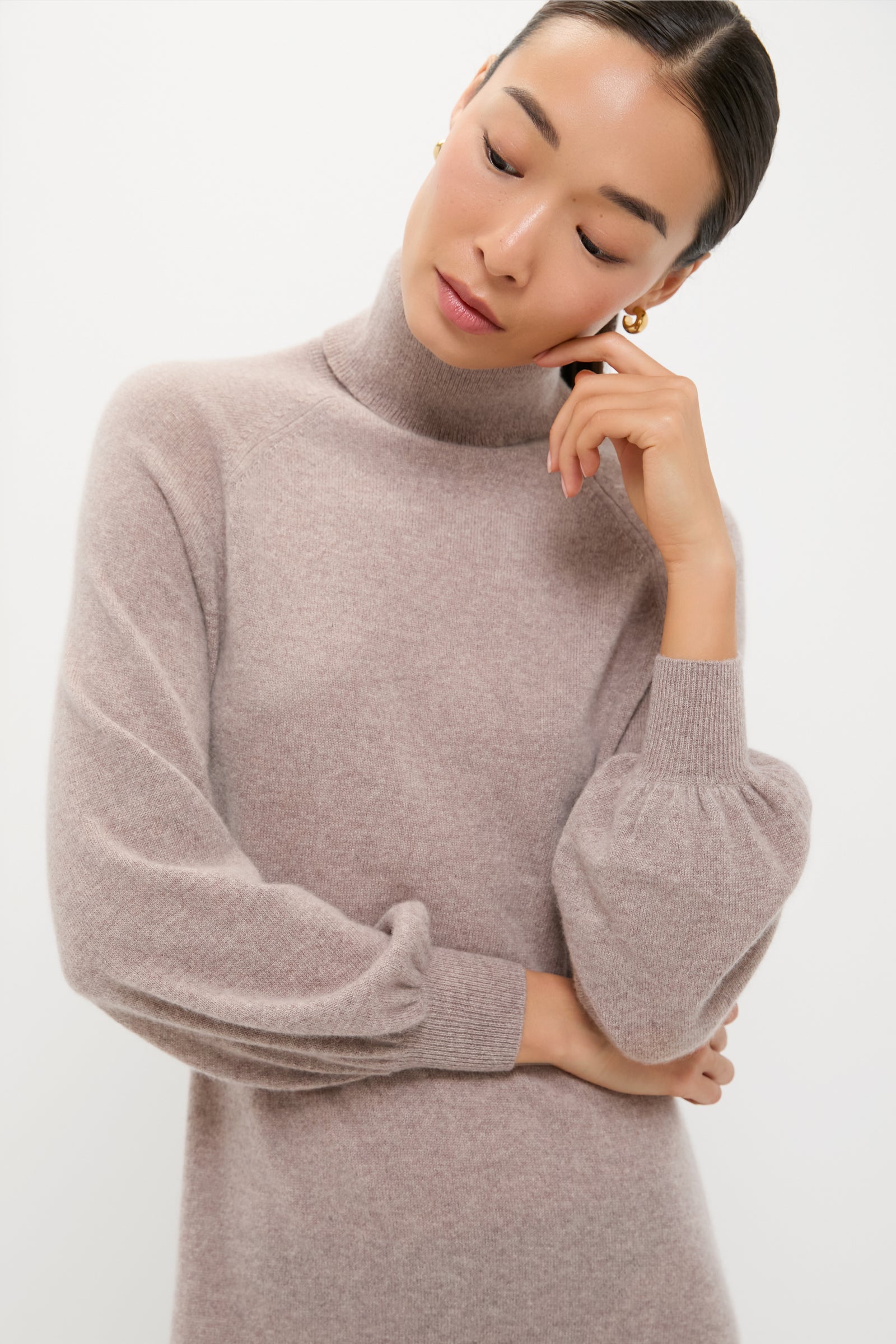 Wheat Cashmere Turtleneck Maxi Dress