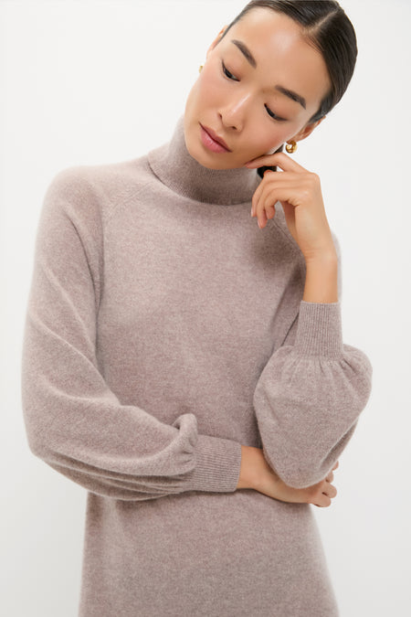 Wheat Cashmere Turtleneck Maxi Dress