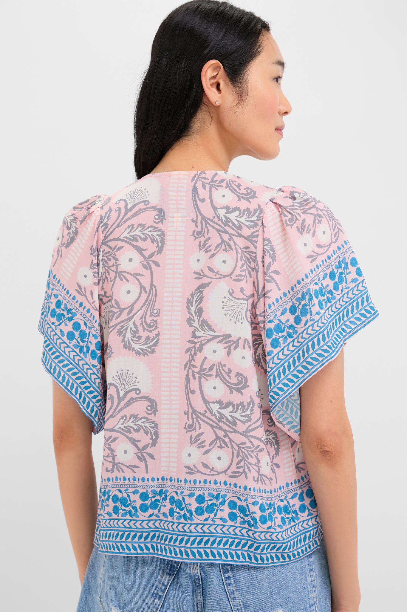 Salmon Teal Printed Angel Top
