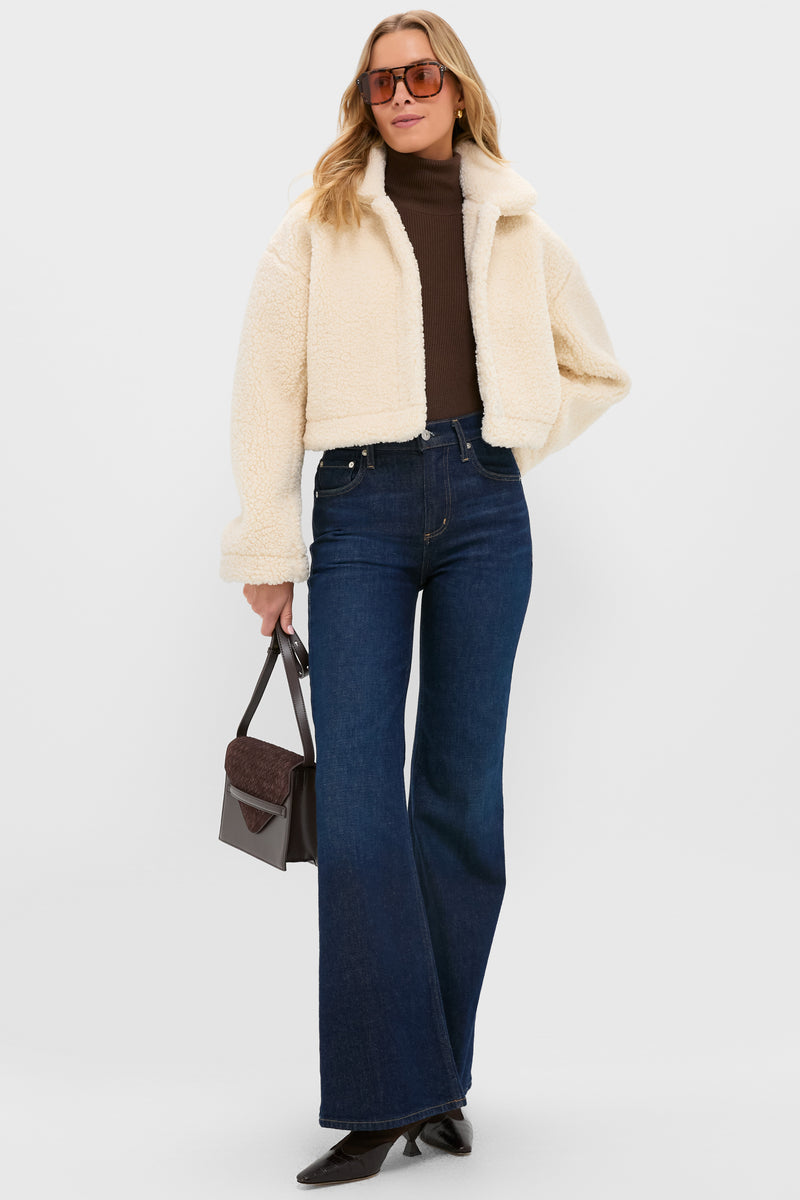 Cream Sherpa Sara Crop Jacket