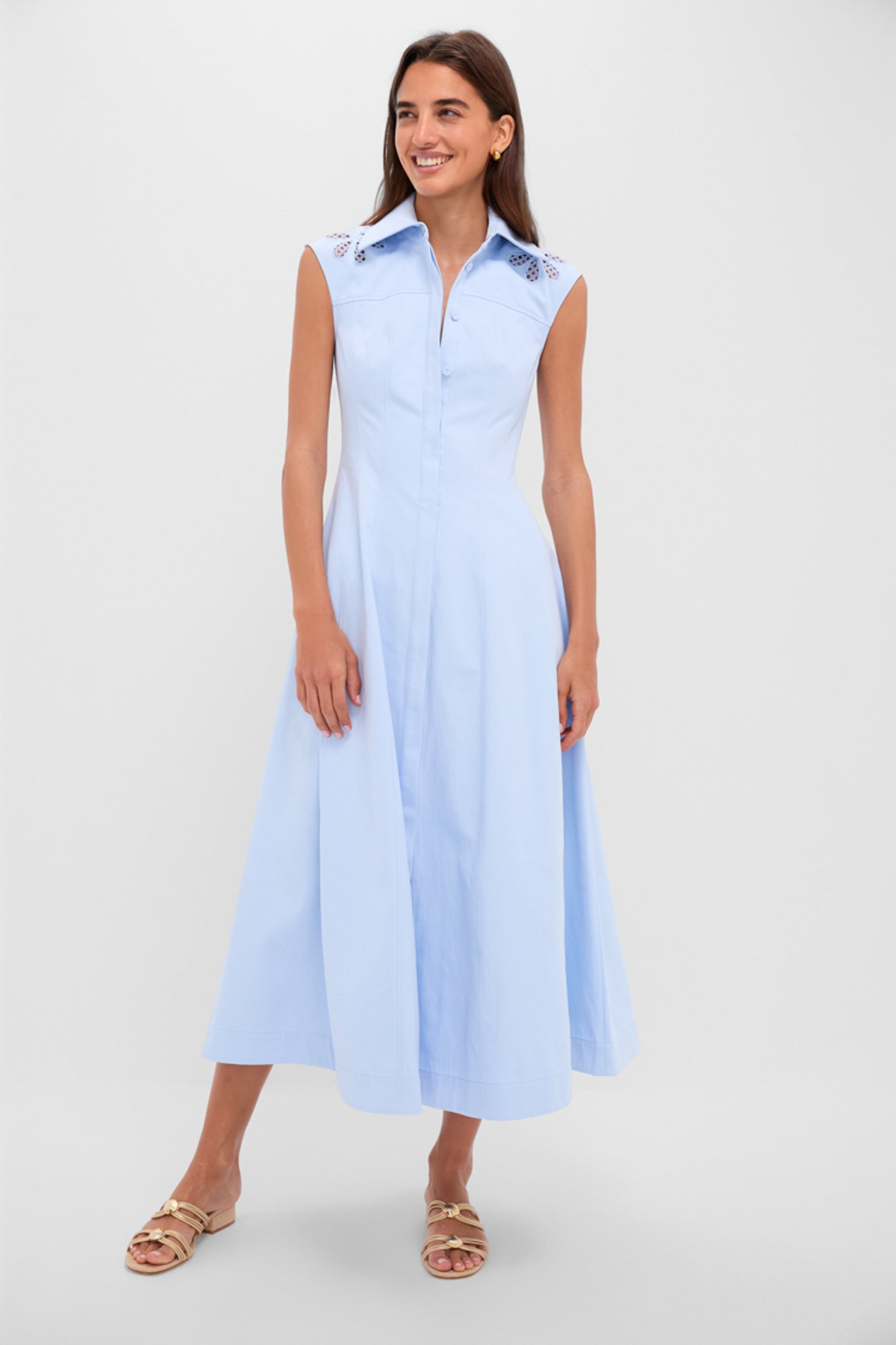 Mist Blue Franca Midi Dress