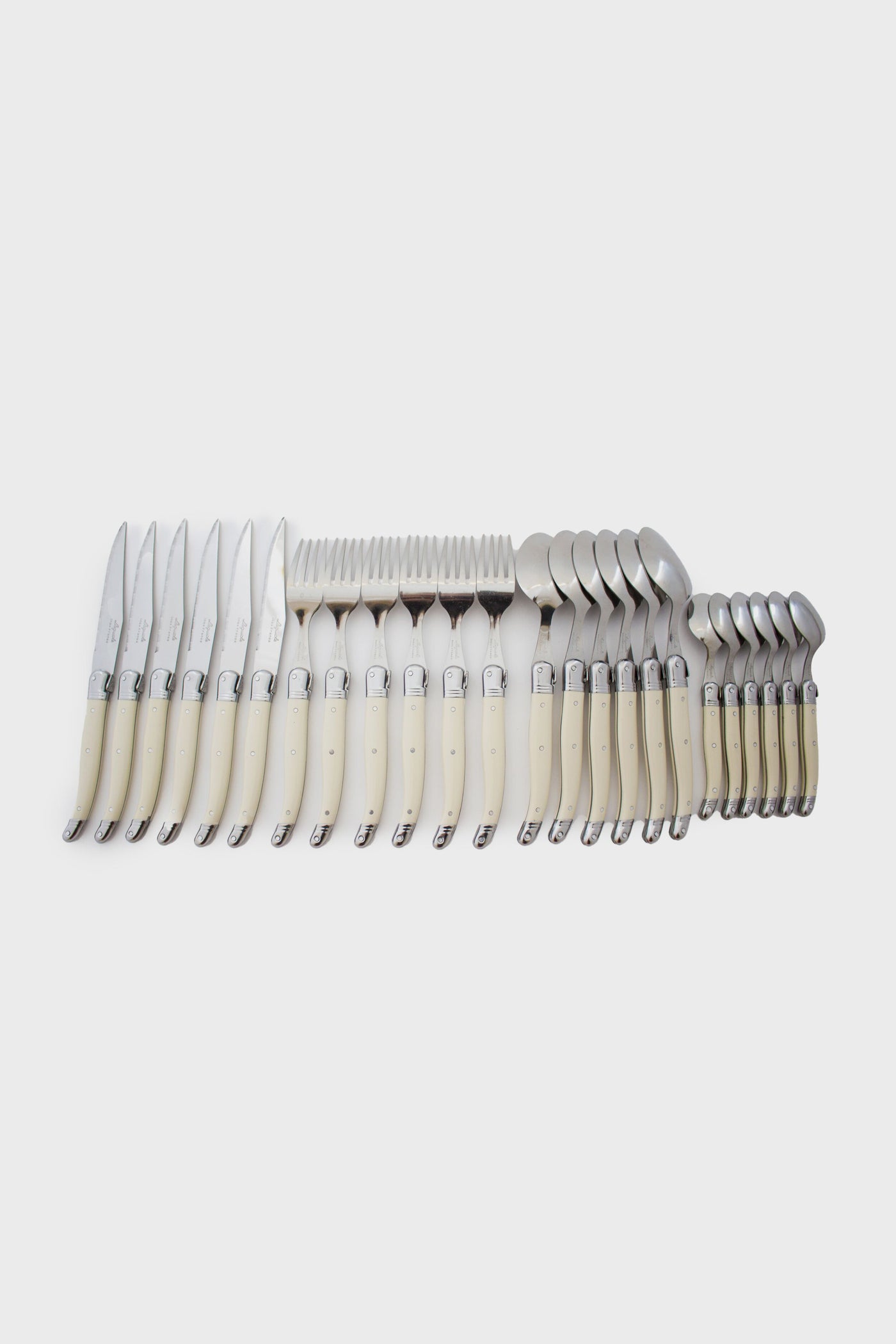 Ivory Flatware in a Wooden Box with Acrylic Lid (Set of 24)