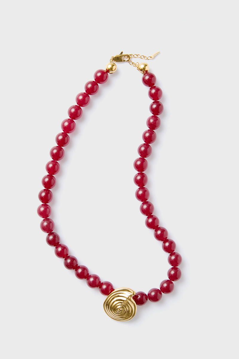 Gold Spiral Gemstone Pendant Necklace