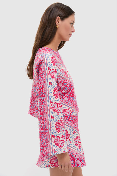 Cerise Chevron Cotton Maxine Top