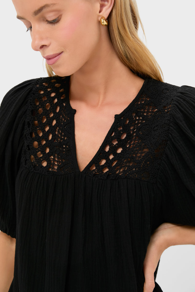 Black Crochet Diana Mini Dress