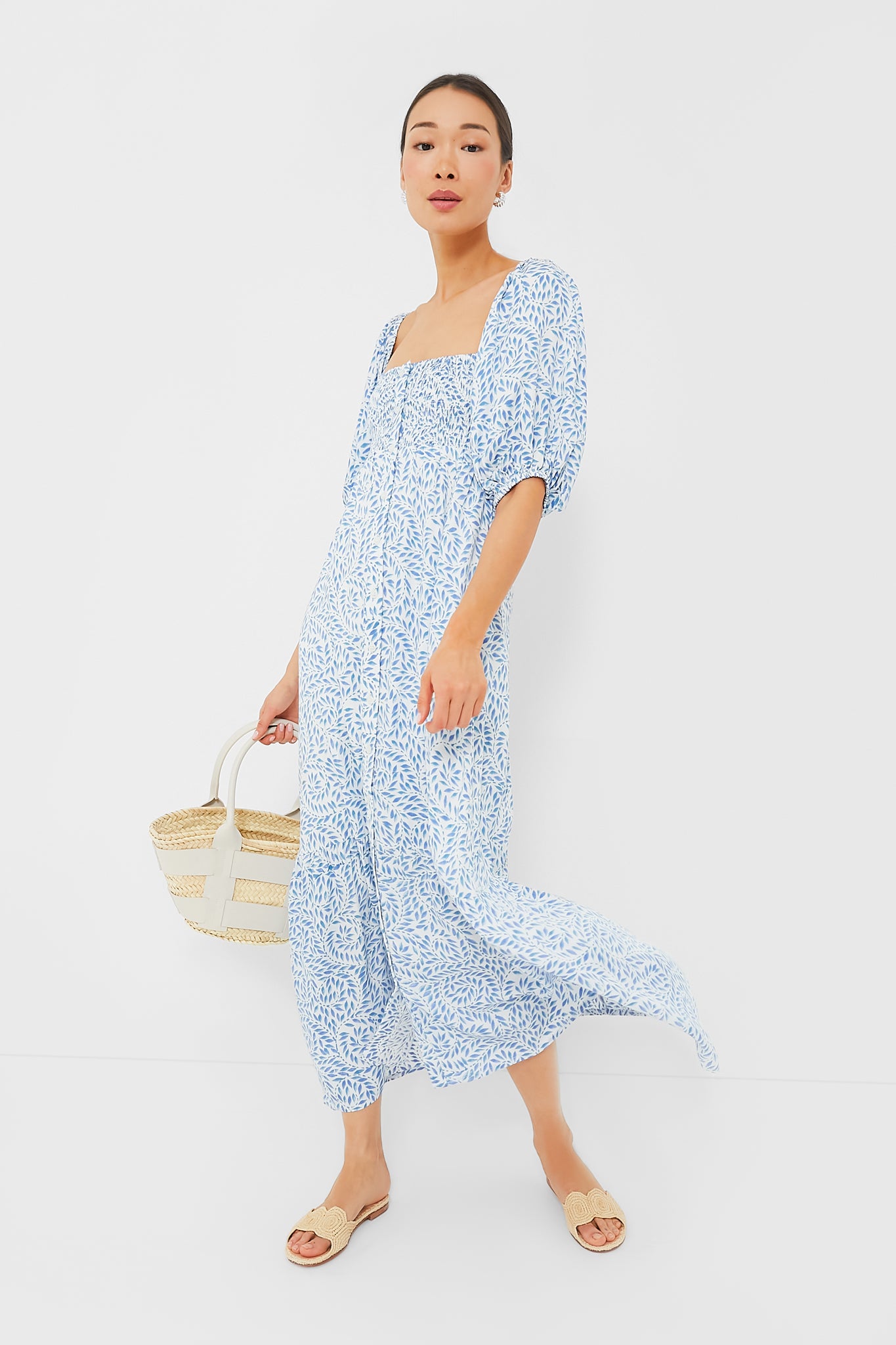 Wisteria Vines Santiago 3 Short Sleeve Maxi Dress