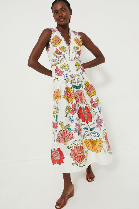 farm rio floral eyelet maxi dress Farm Rio Long-Sleeve Floral Eyelet Maxi Dress
