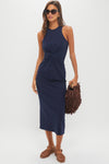 Navy Magna Twisted Tank Midi