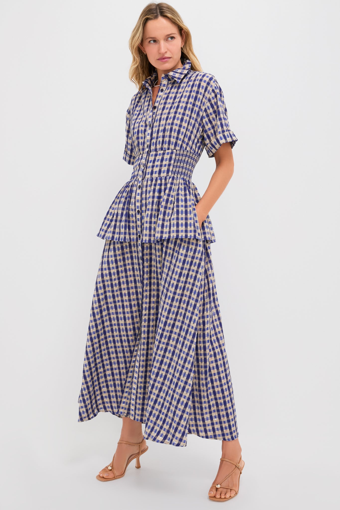 Navy Check Boogie Woogie Bugle Boy Dress