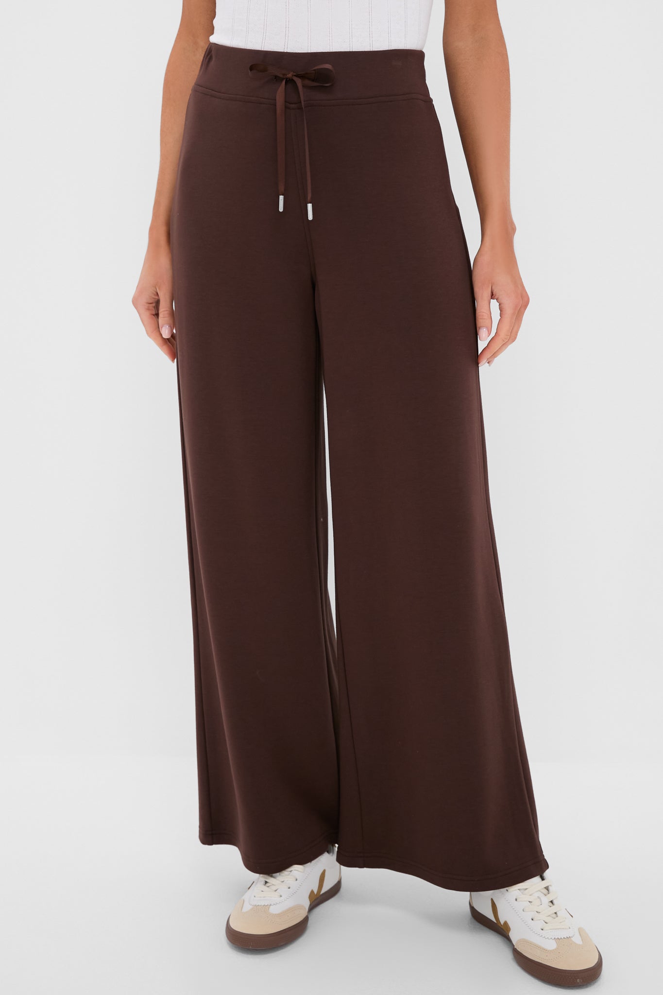 Chocolate Brown Wide Leg Comfort Stretch Finn Pants | Tnuck Sport