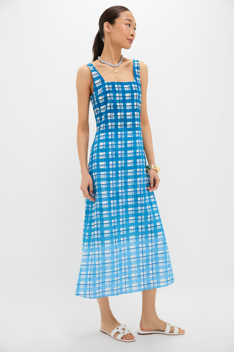 Royal Plaid Minnie Midi Dress