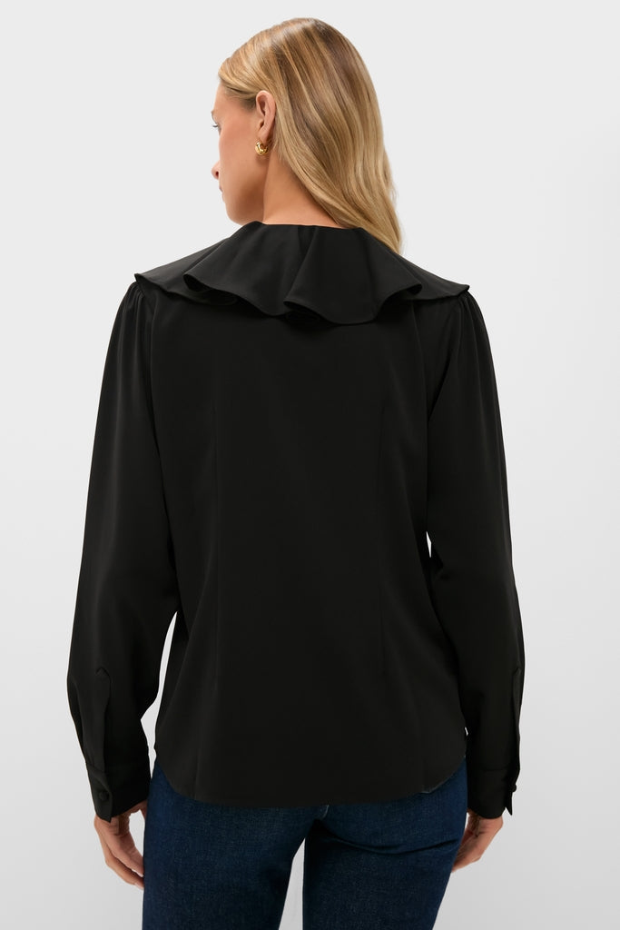 Black Ruffle Eileen Button Down Shirt