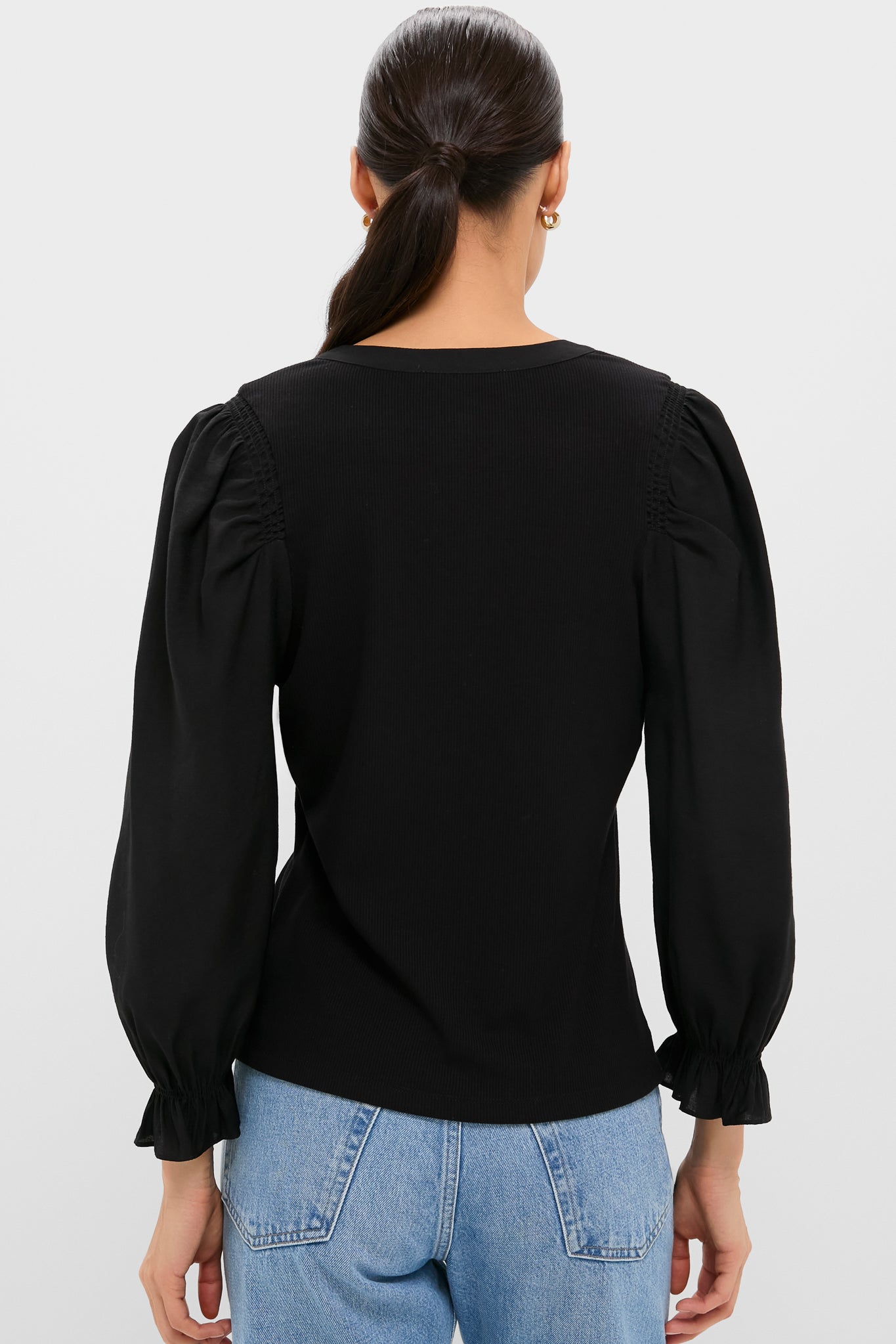 Black Long Sleeve Livia Puff Sleeve Top
