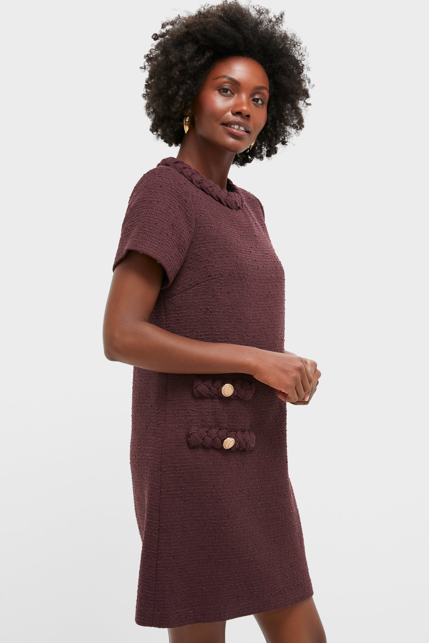 blossom pink tweed jackie dress Ladyful Womens Tweed Jackie Dress Short Sleeve Elegant Crew Neck Business Party Vintage Button Bodycon Mini Jackie Dress Pink, Large at Amazon Women's Clothing store