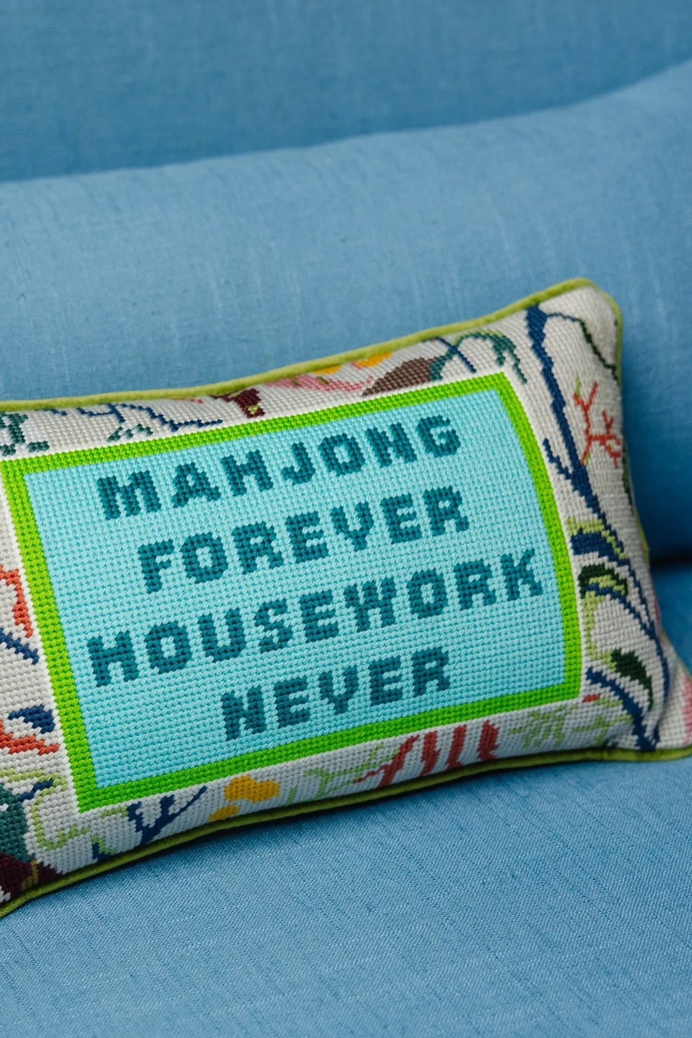 Mahjong Needlepoint Pillow