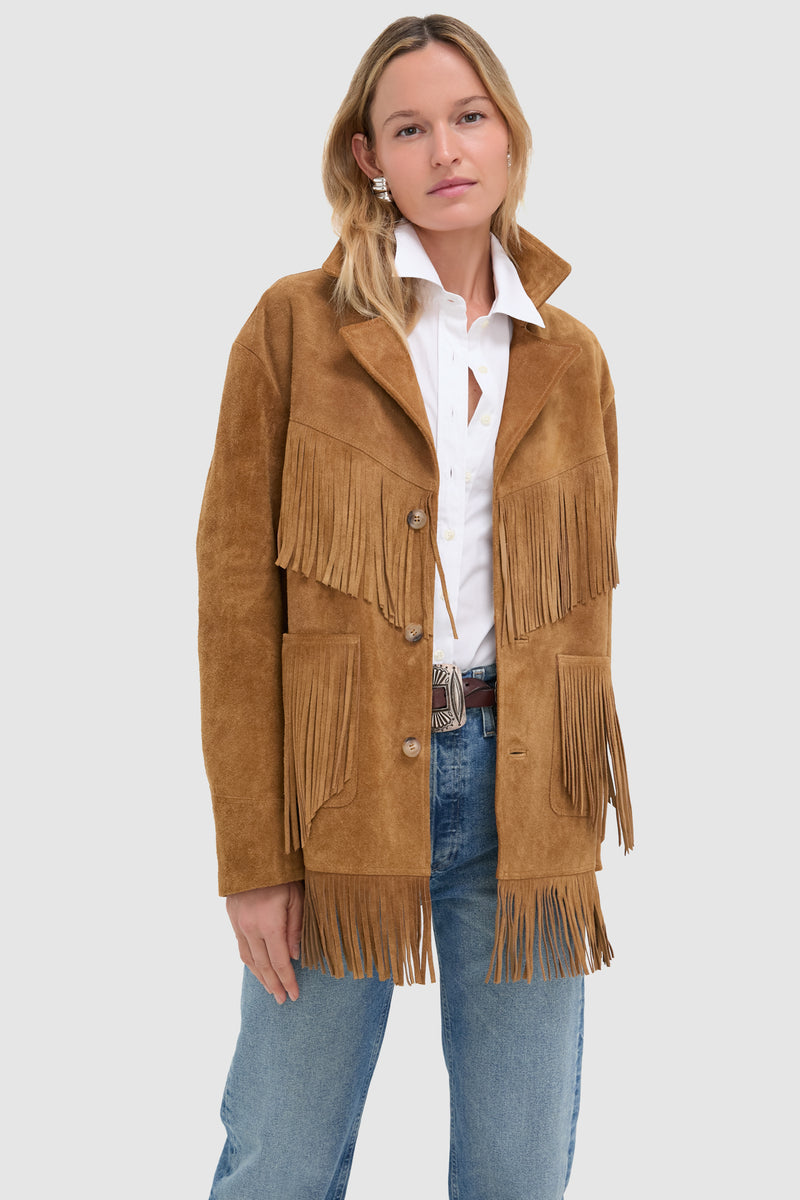 Maple Nappa Cow Roughout Leather Skin Coat