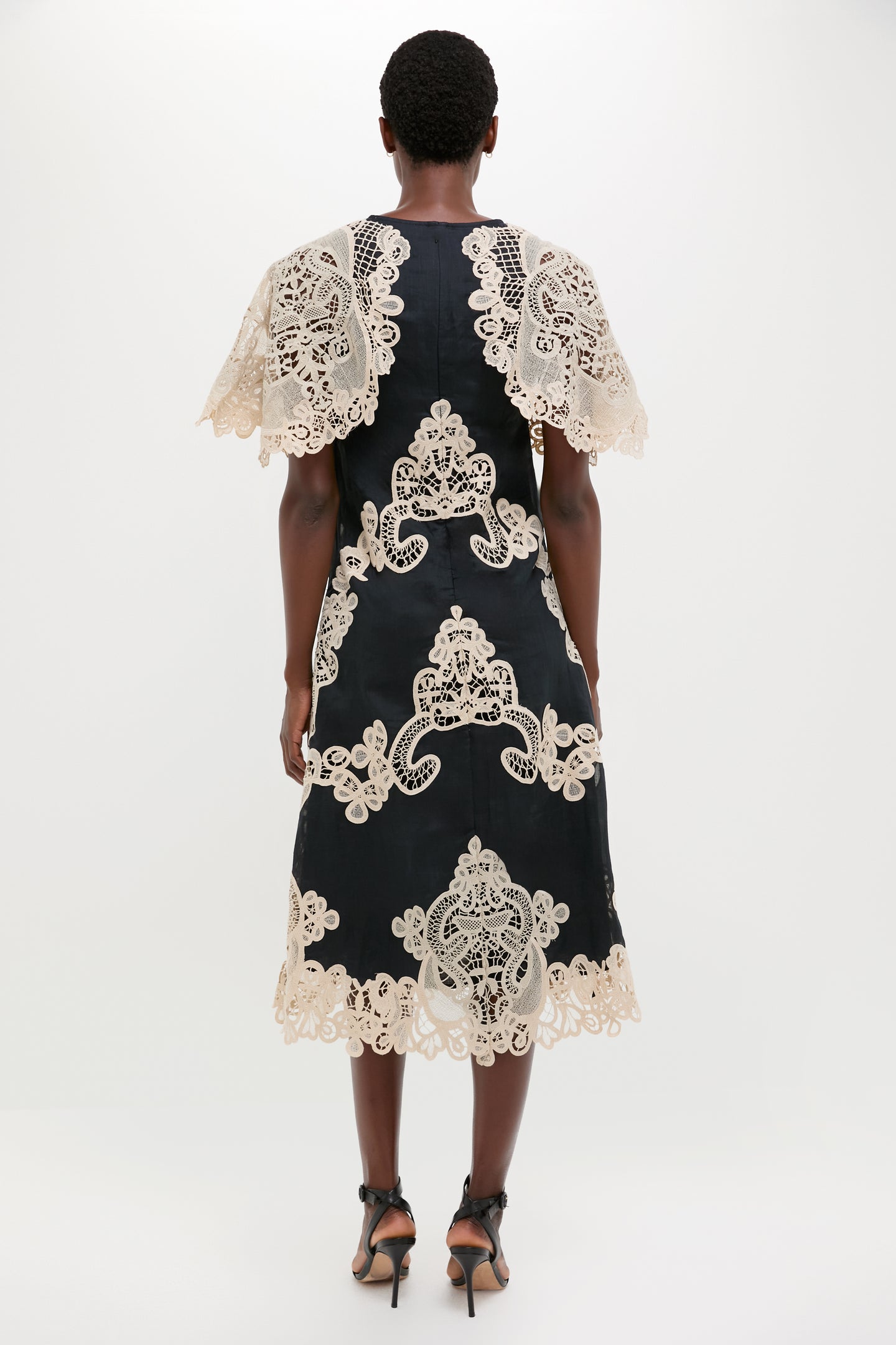 Black Medina Lace Midi Dress