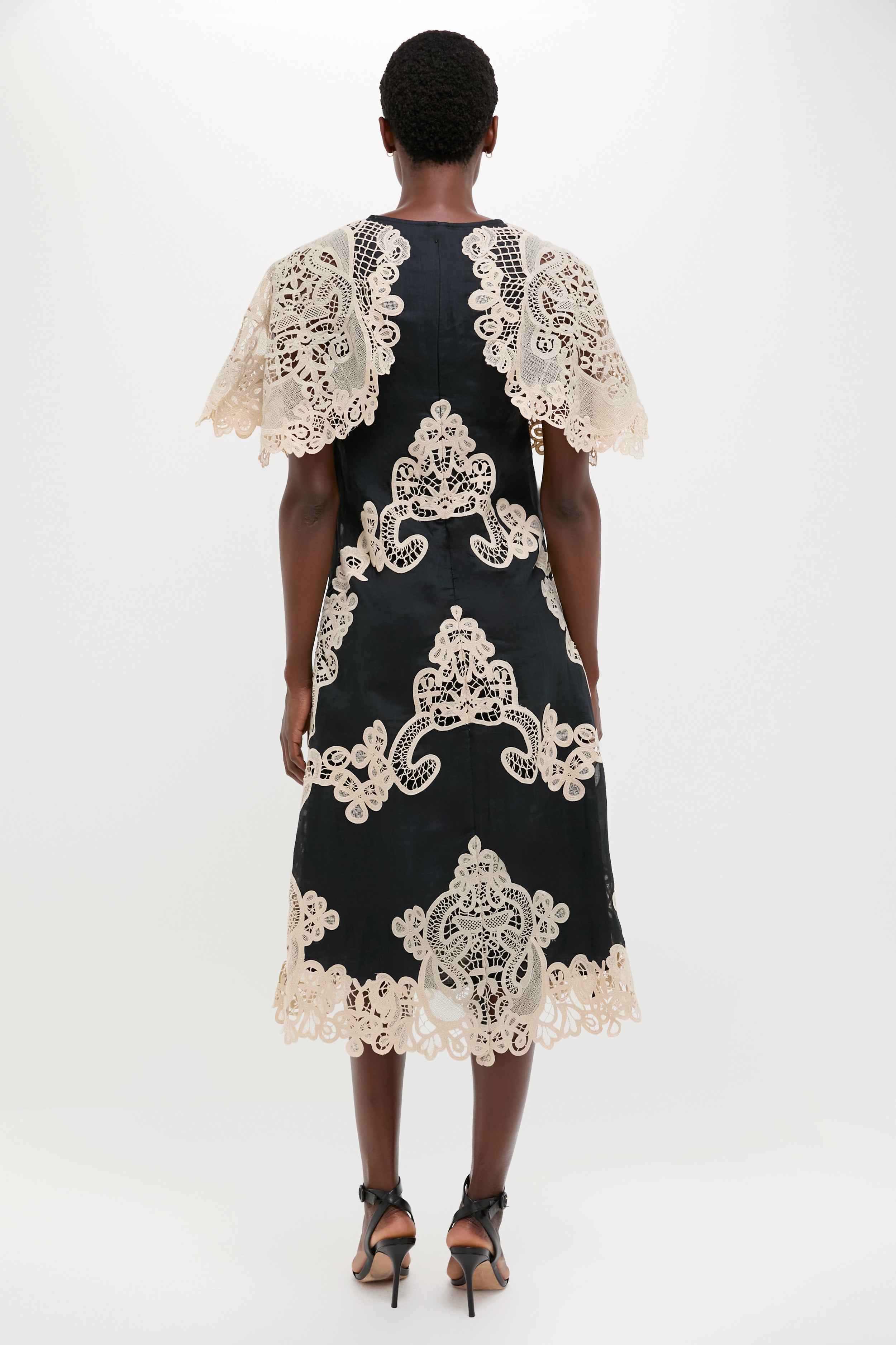Black Medina Lace Midi Dress