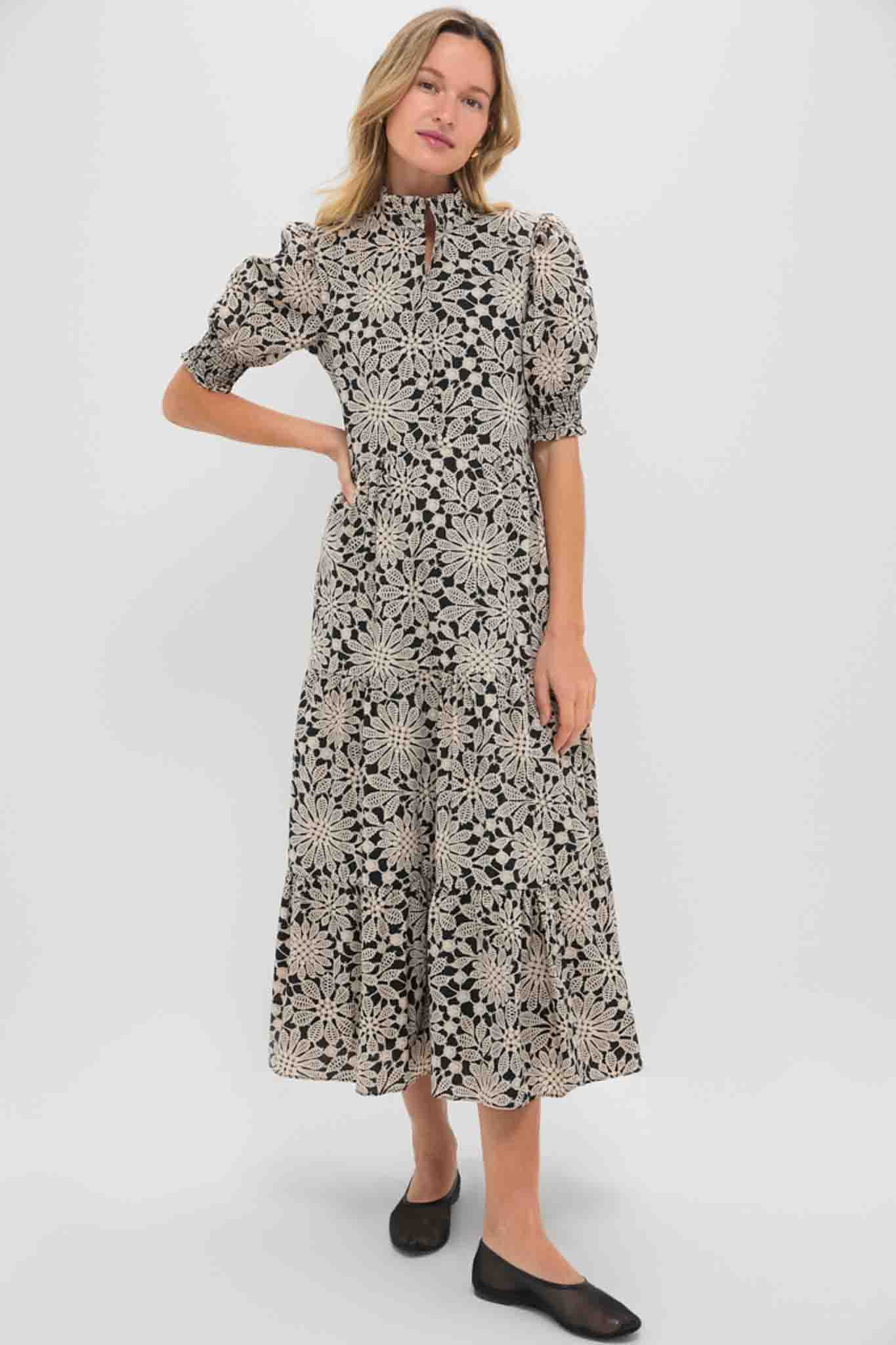 Black & Tan Printed Floral Bennett Maxi Dress